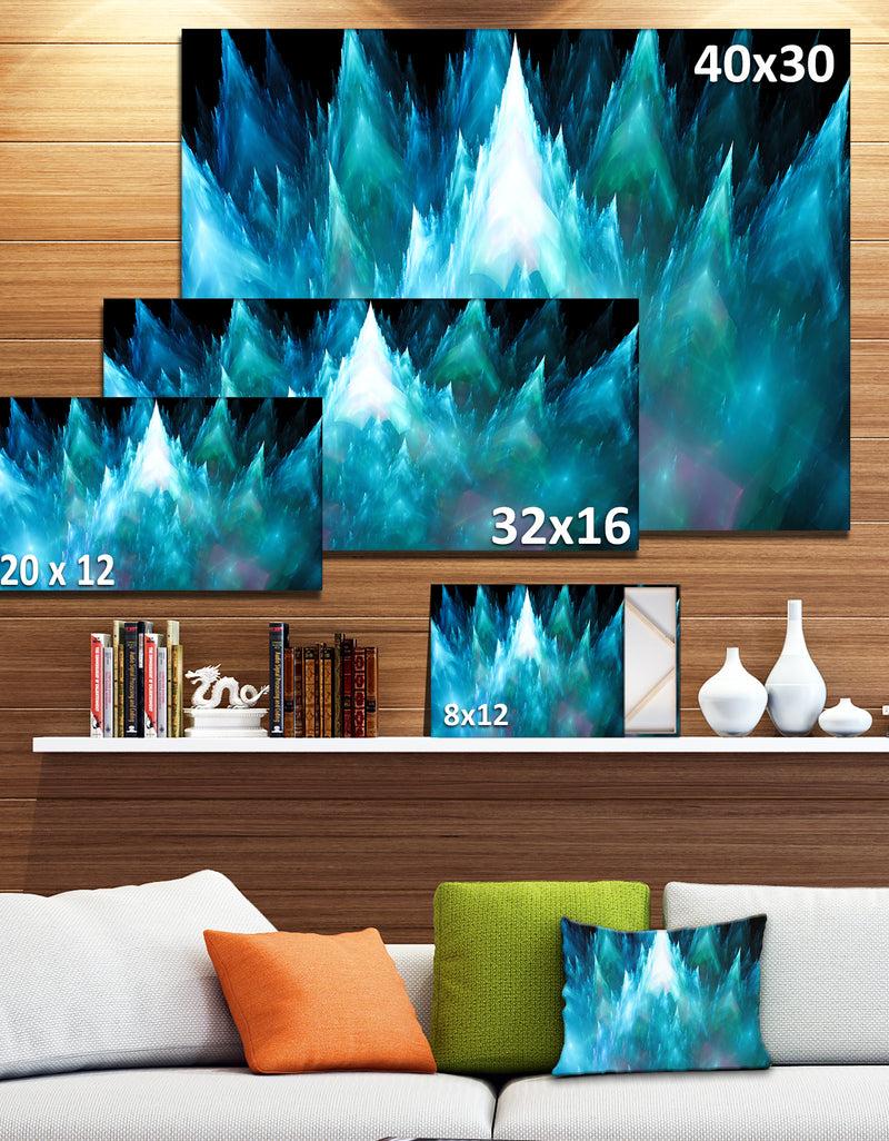 Designq Blue Fractal Crystals Design - Extra Large Abstract Canvas Art Print