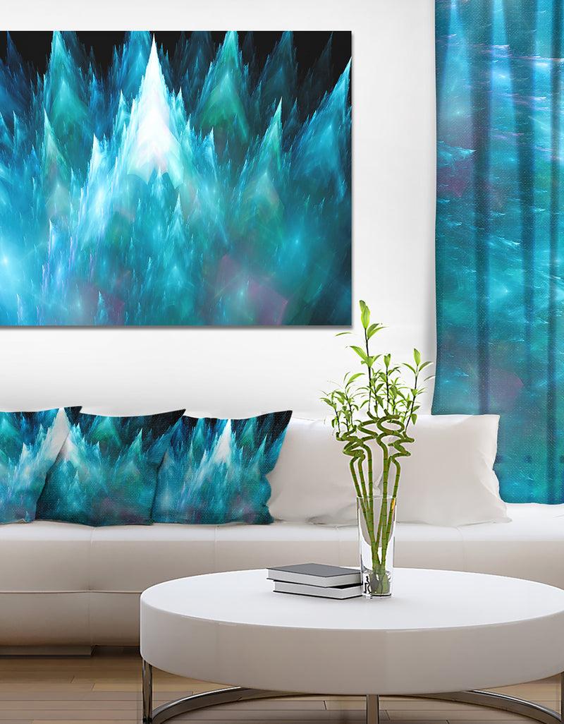 designq Blue Fractal Crystals Design - Extra Large Abstract Canvas Art Print