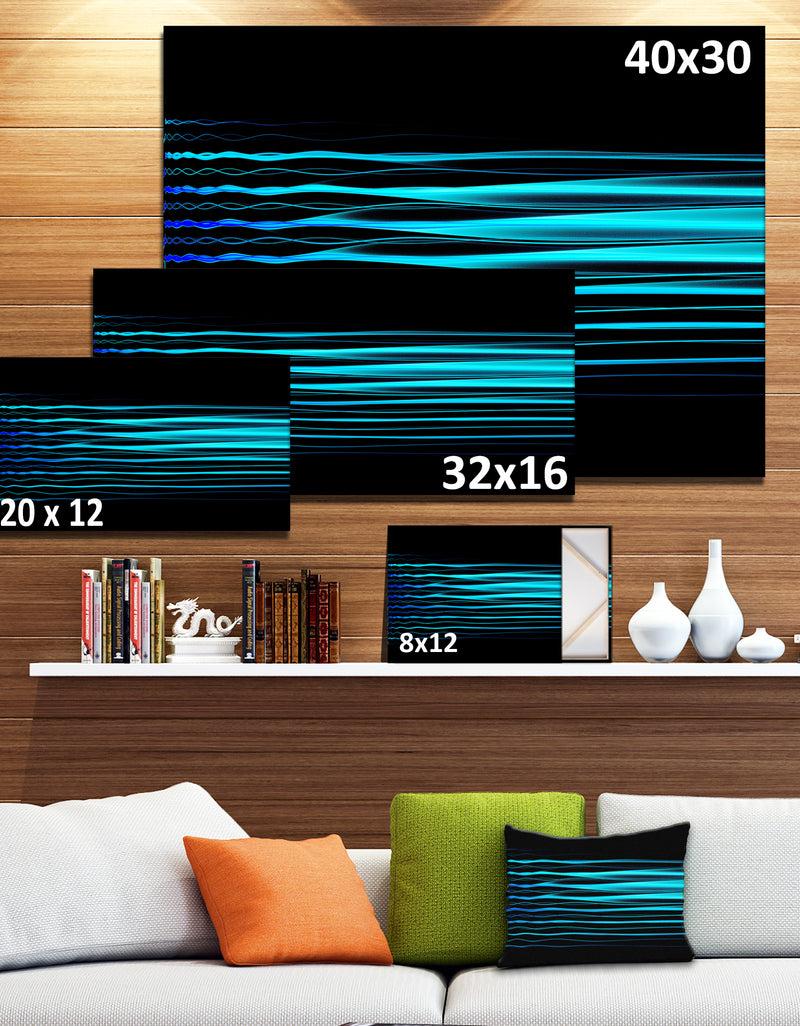 Designq Blue Fractal Flames On Black - Extra Large Abstract Canvas Art Print