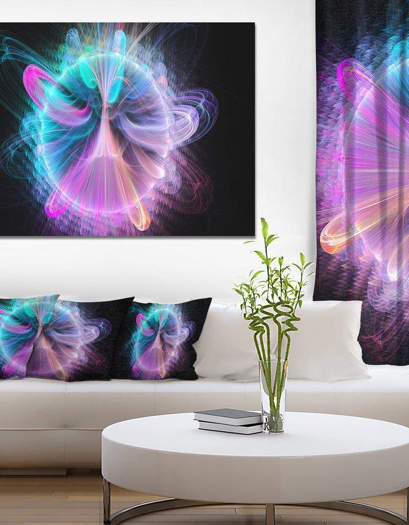 designq Blue Fractal Vortices of Energy - Extra Large Floral Wall Art on Canvas