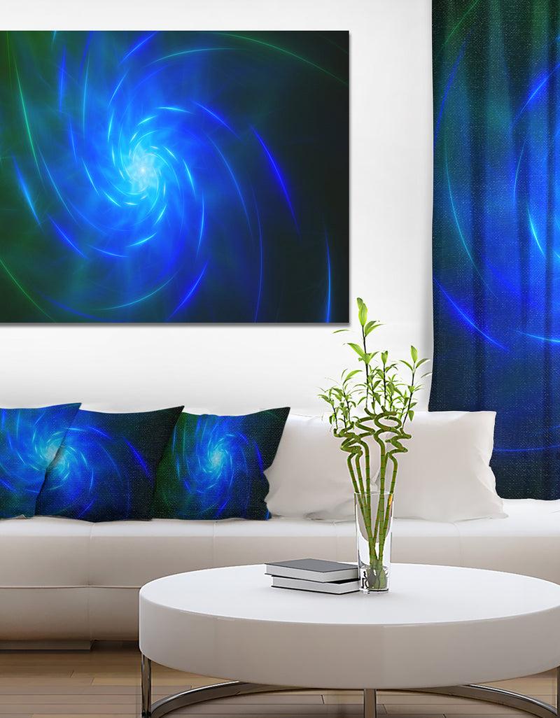 designq Blue Fractal Whirlpool Design - Abstract Wall Art Canvas