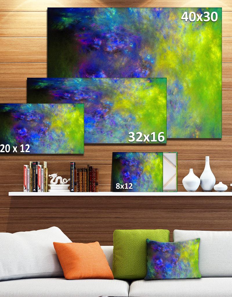 Designq Blue Green Starry Fractal Sky - Abstract Artwork On Canvas