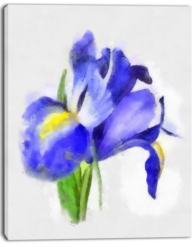 Designq Blue Iris Illustration Watercolor - Extra Large Floral Canvas Art