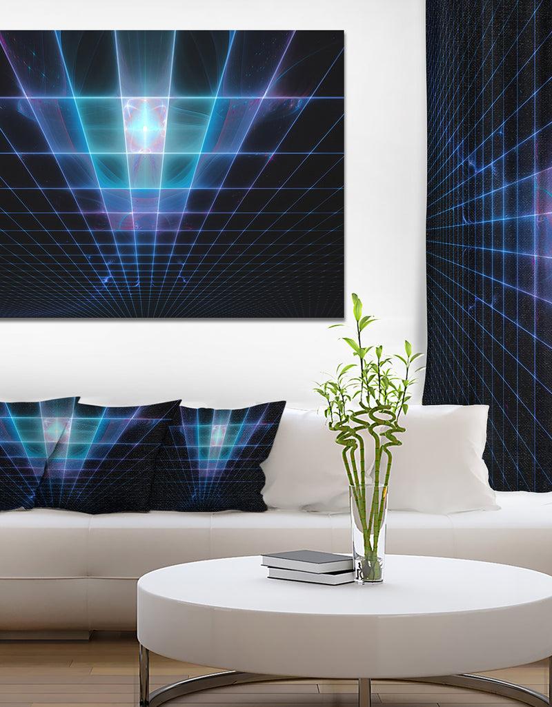 designq Blue Laser Protective Grids - Abstract Wall Art on Canvas