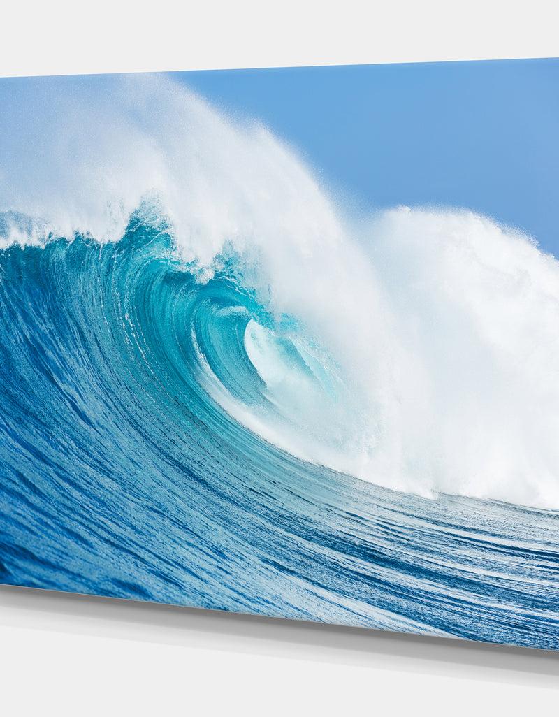 Designq Blue Ocean Wave - Sea & Shore Photography On Wrapped Canvas