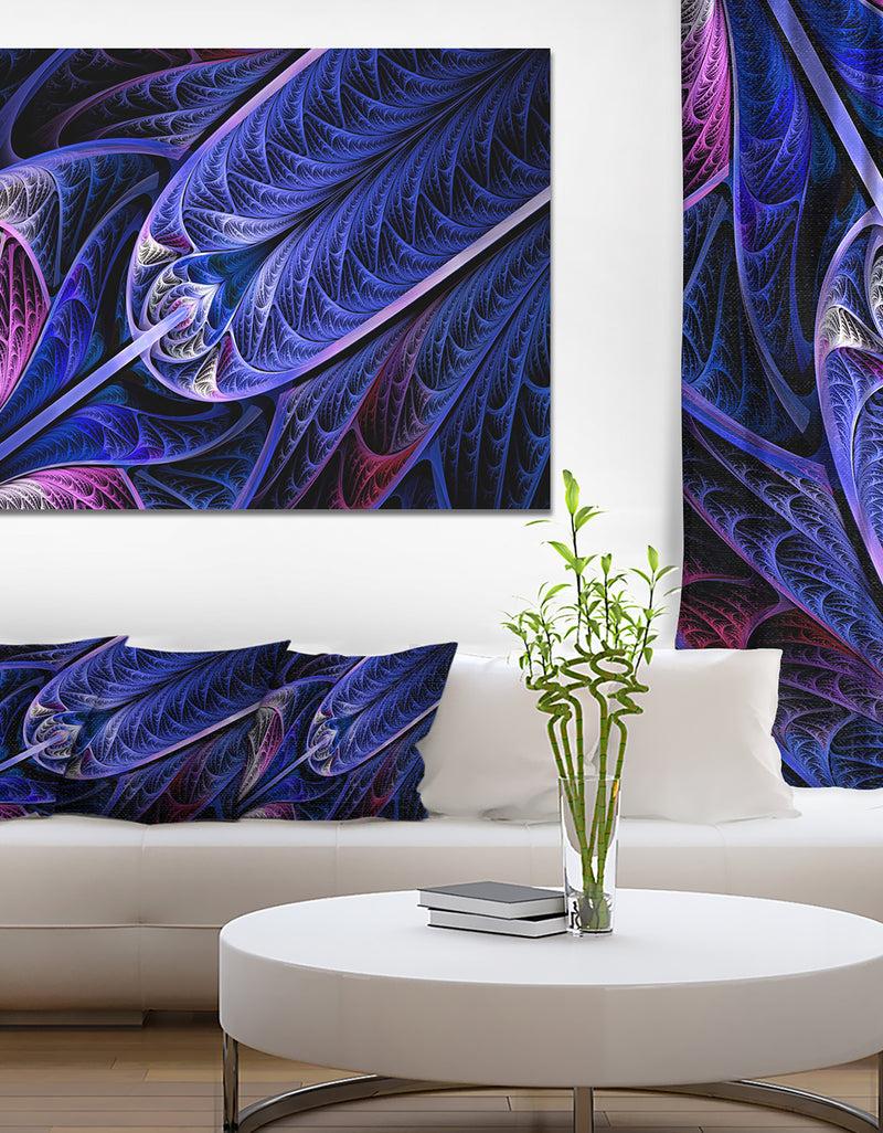 designq Blue on Black Fractal Stained Glass - Abstract Wall Art Canvas