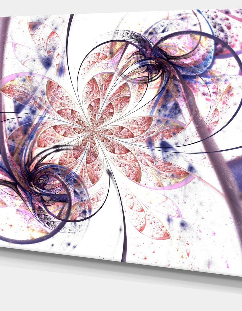 Designq Blue Pink Fractal Flower Pattern - Abstract Wall Art Canvas