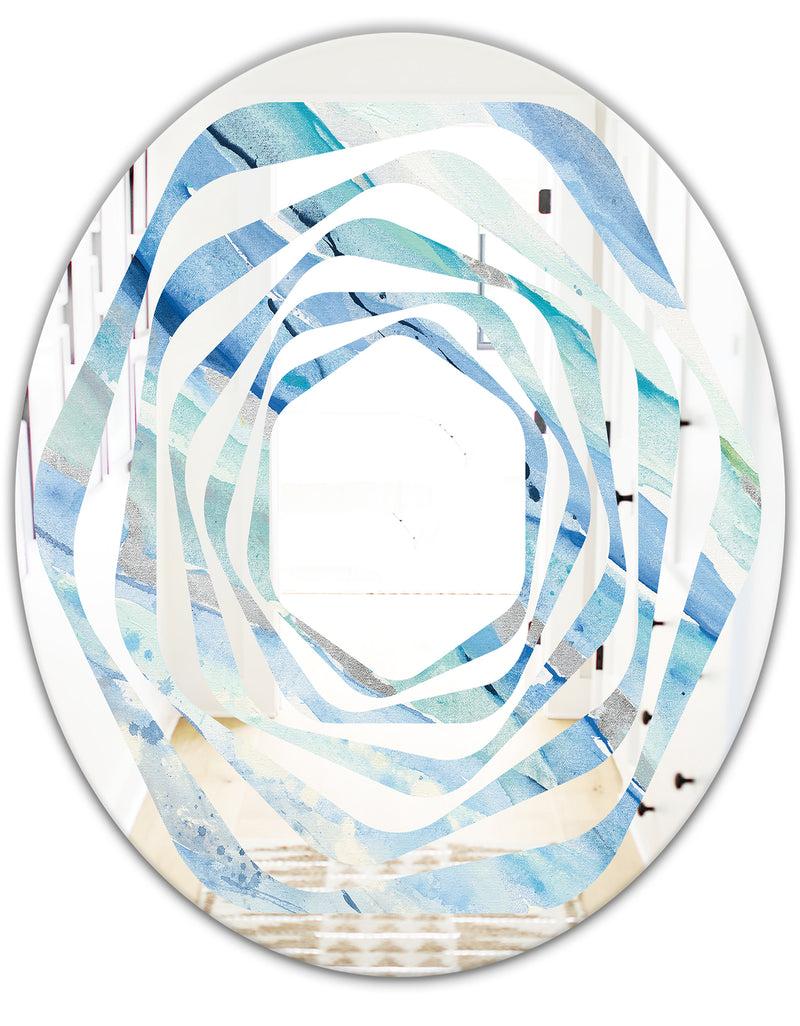 Designq Blue Silver Spring I - Modern Round Or Oval Wall Mirror - Whirl