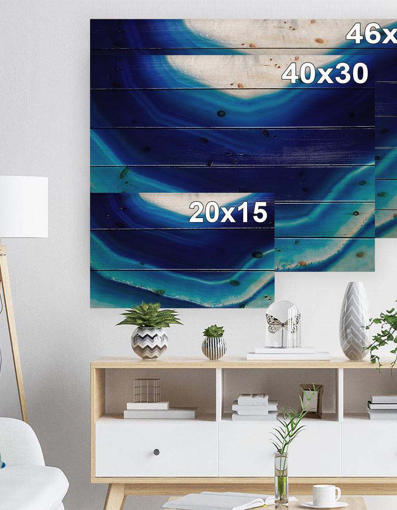 Designq Blue Slice Agate Crystal - Stone Photographic Print On Natural Pine Wood