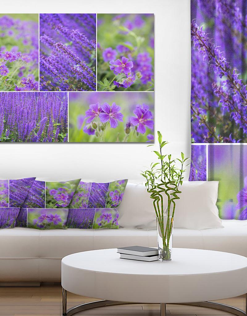 designq Blue Spring Flowers Collage - Modern Floral Large Canvas Art