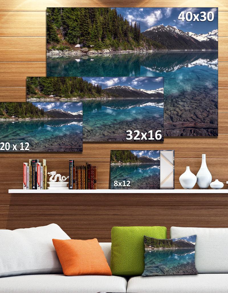 Designq Blue Waters And Mountains - Extra Large Landscape Art Canvas