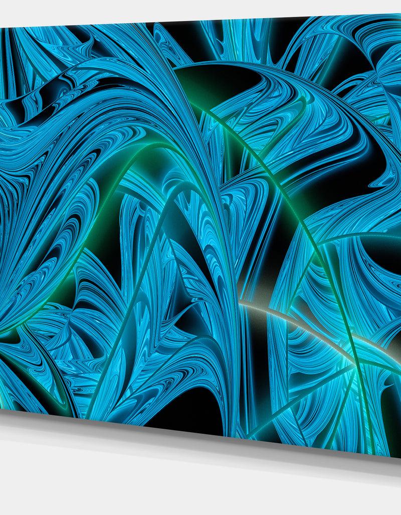 Designq Blue Winter Fractal Pattern - Large Art On Canvas