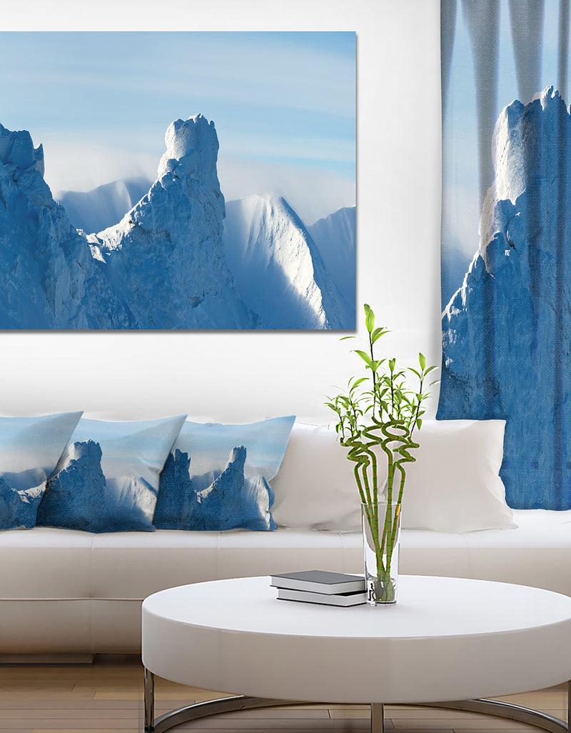 designq Blue Winter Hills Panorama - Landscape Wall Artwork