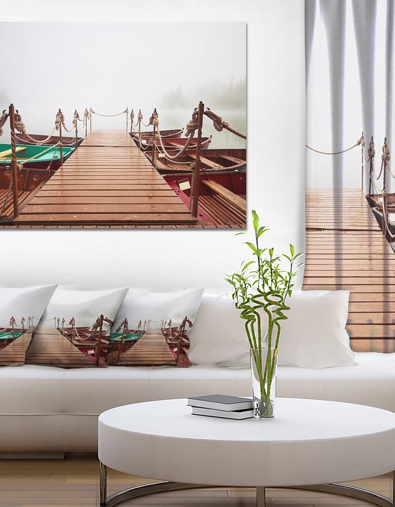 designq Boats in Mysterious Fog - Boat Wall Artwork on Canvas