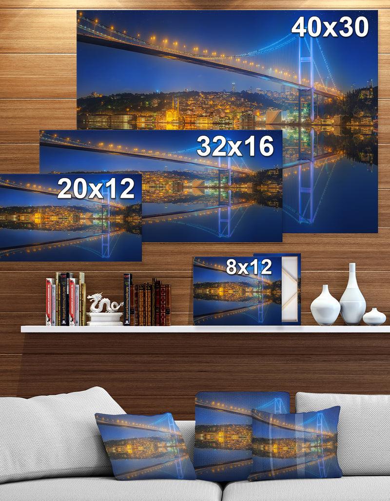 Designq Bosphorus Bridge At Night Istanbul Skyline - Cityscapes Photography On Wrapped Canvas
