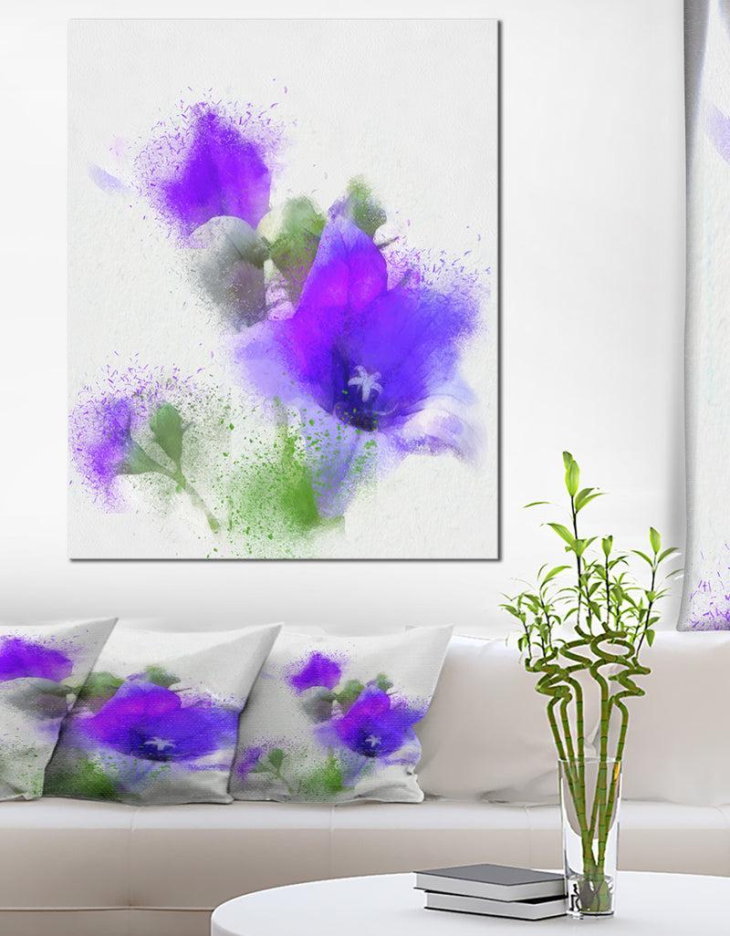 designq Bouquet of Blue Watercolor Flowers - Floral Canvas Artwork Print