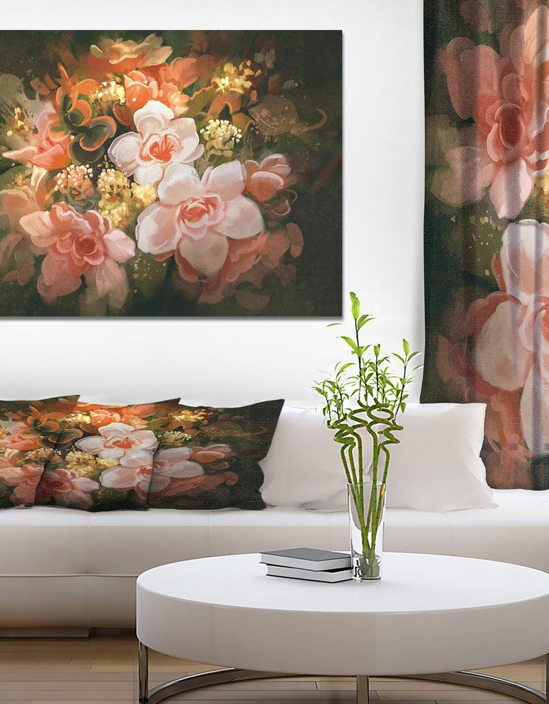 designq bouquet of flowers - Floral Painting Print on Wrapped Canvas
