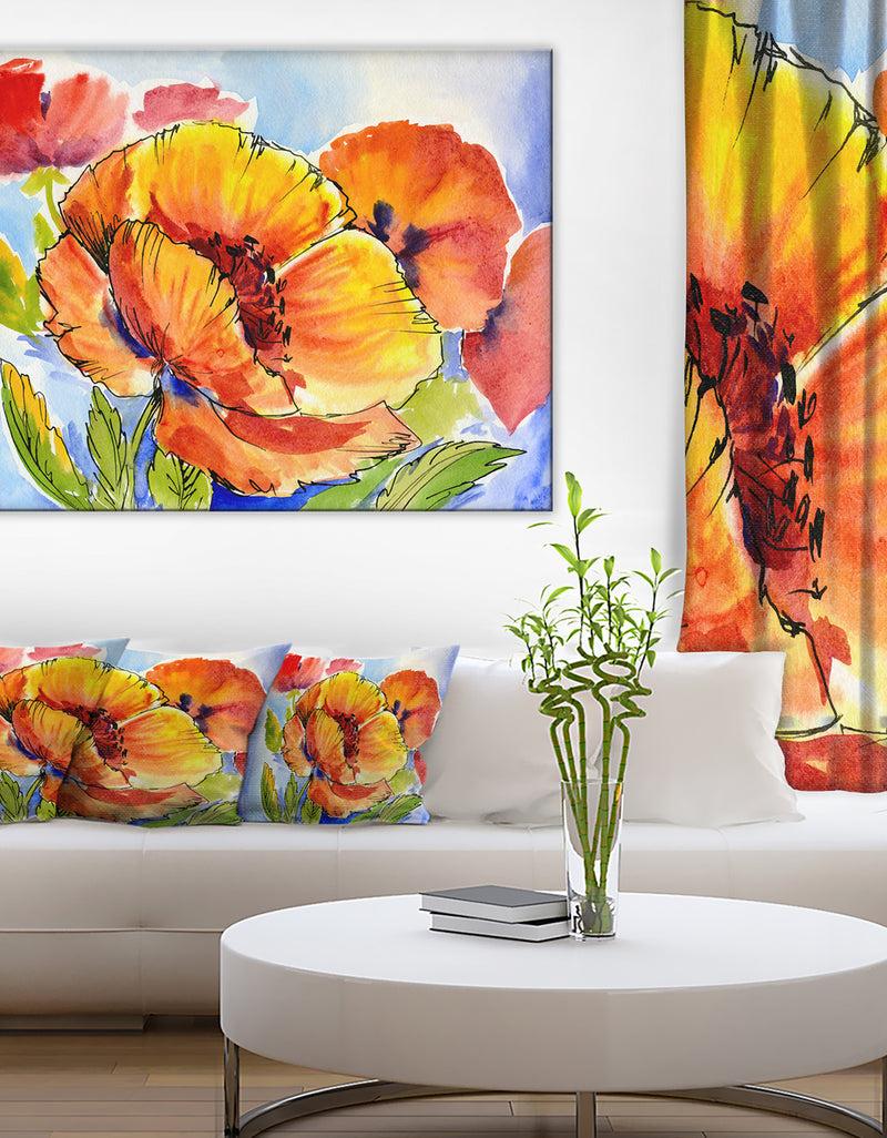 designq Bouquet of Full Blown Poppies - Floral Canvas Art Print