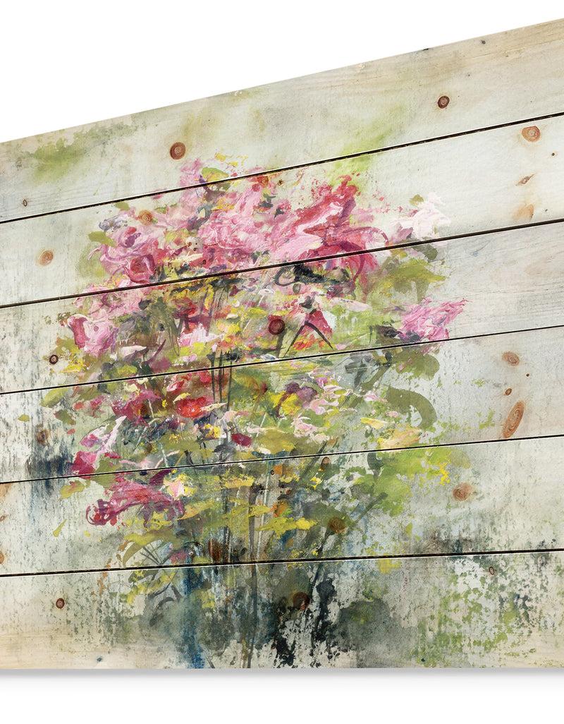 Designq Bouquets Of Roses Painting Art - Floral Print On Natural Pine Wood