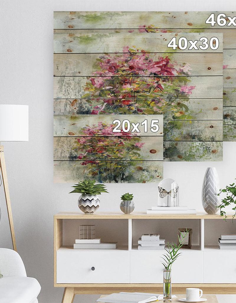 Designq Bouquets Of Roses Painting Art - Floral Print On Natural Pine Wood