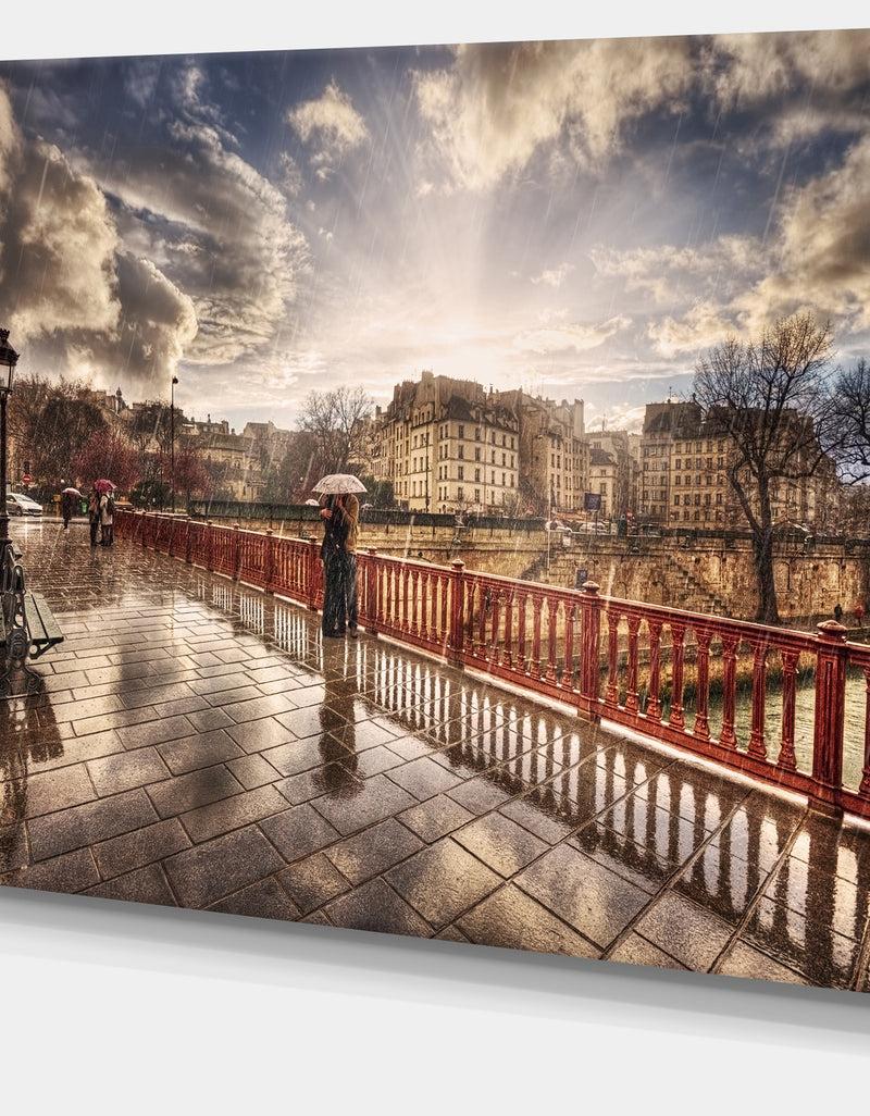 Designq Bridge In Rain - Landscape Photo Canvas Art Print