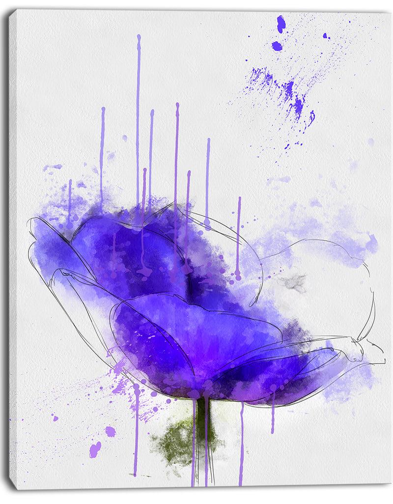 Designq Bright Blue Anemone Watercolor - Flowers Canvas Wall Artwork