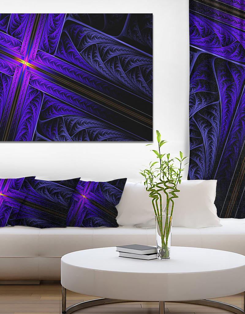 designq Bright Blue Fractal Cross Design - Large Glossy Canvas Art Print