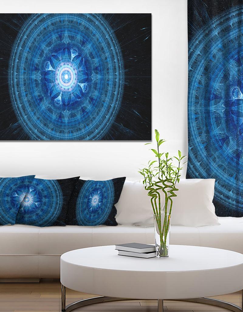 designq Bright Blue Fractal Sphere - Abstract Wall Art Canvas