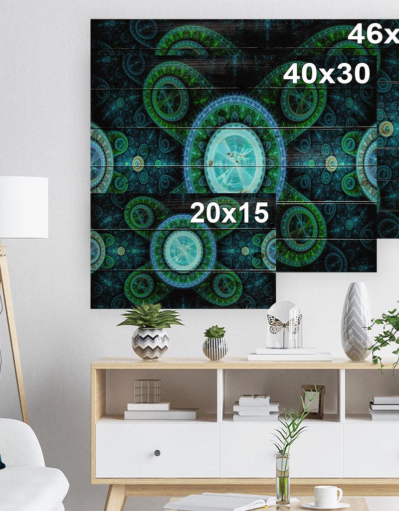 Designq Bright Blue Psychedelic Relaxing Art - Abstract Print On Natural Pine Wood