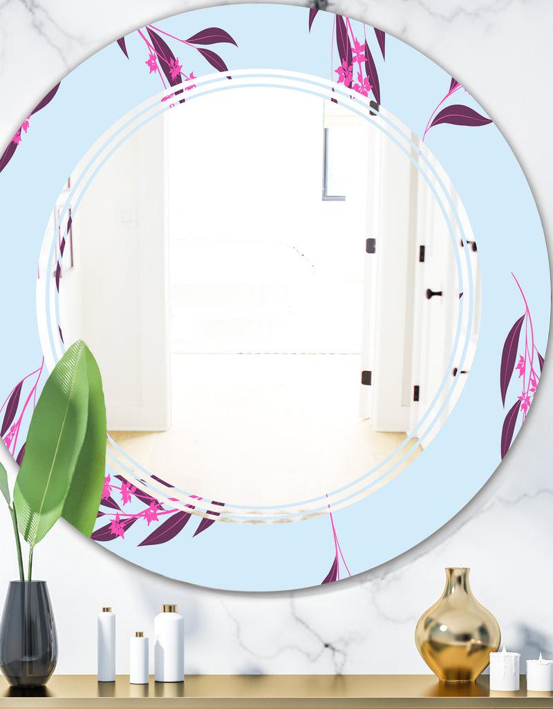 designq Bright Eucalyptus Floral Pattern I - Cottage Round or Oval Wall Mirror - Triple C