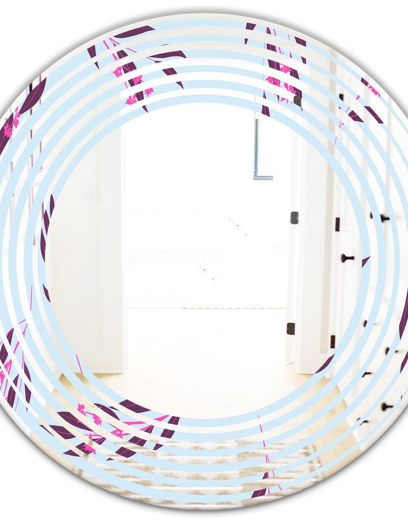 Designq Bright Eucalyptus Floral Pattern I - Cottage Round Or Oval Wall Mirror - Wave