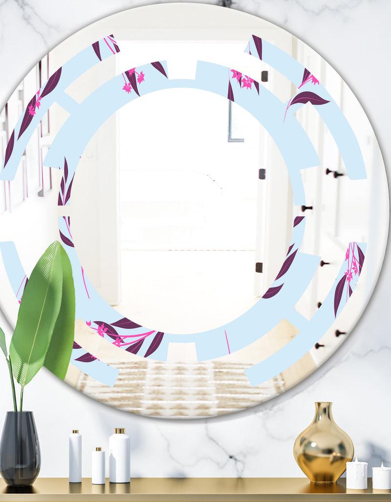 designq Bright Eucalyptus Floral Pattern I - Cottage Round or Oval Wall Mirror - Space