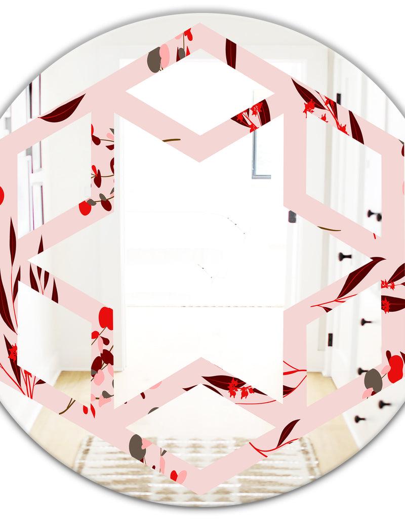 Designq Bright Eucalyptus Floral Pattern II - Cottage Round Or Oval Wall Mirror - Hexagon Star