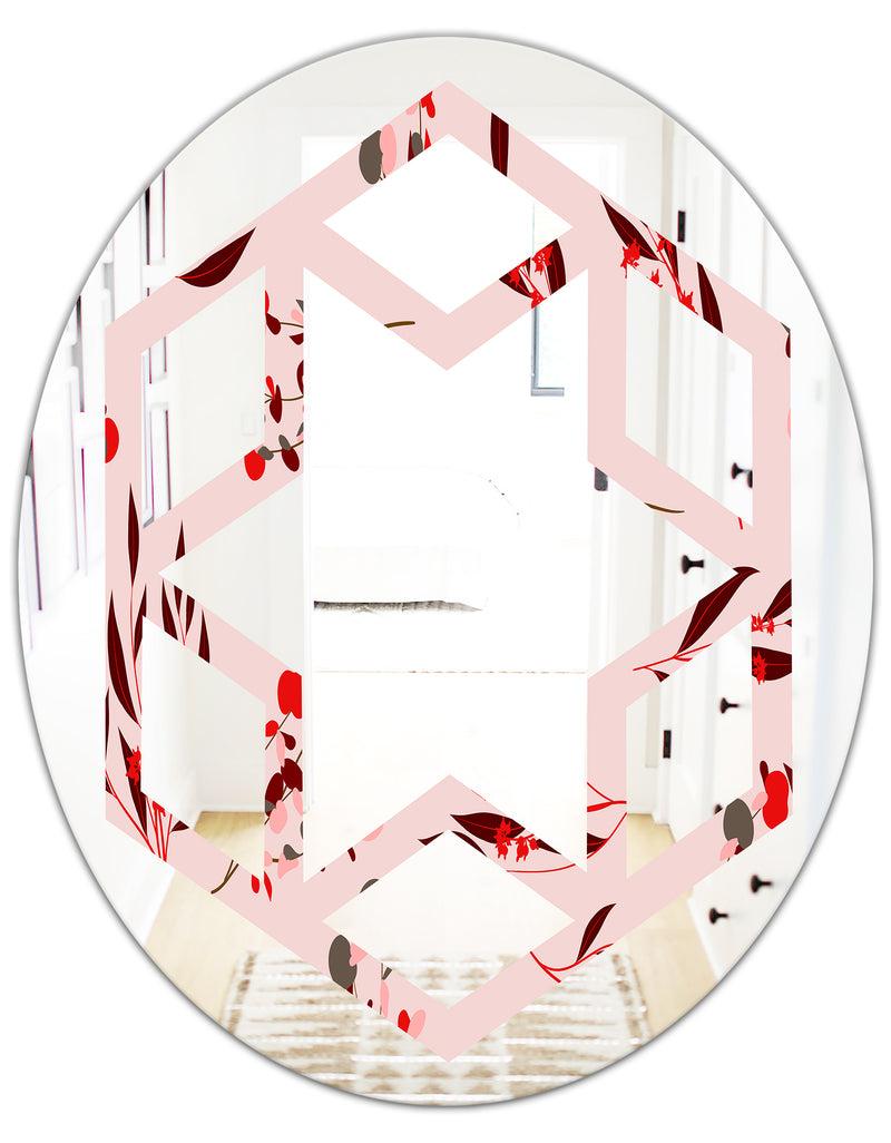 Designq Bright Eucalyptus Floral Pattern II - Cottage Round Or Oval Wall Mirror - Hexagon Star