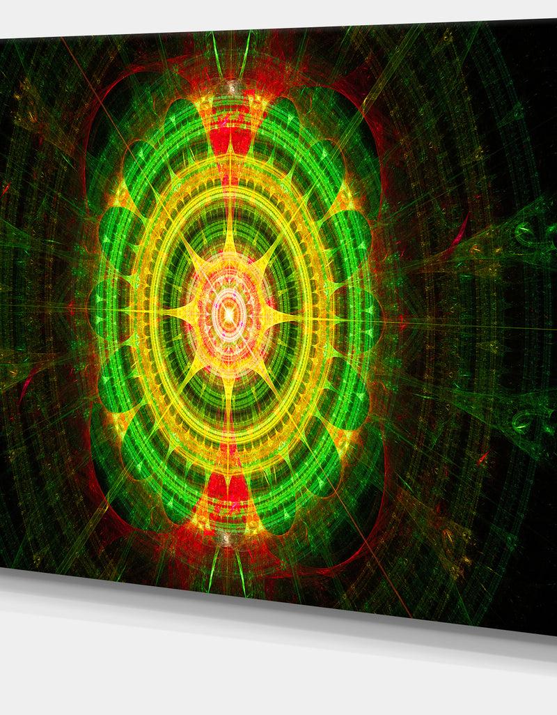 Designq Bright Green Fractal Sphere - Abstract Wall Art Canvas