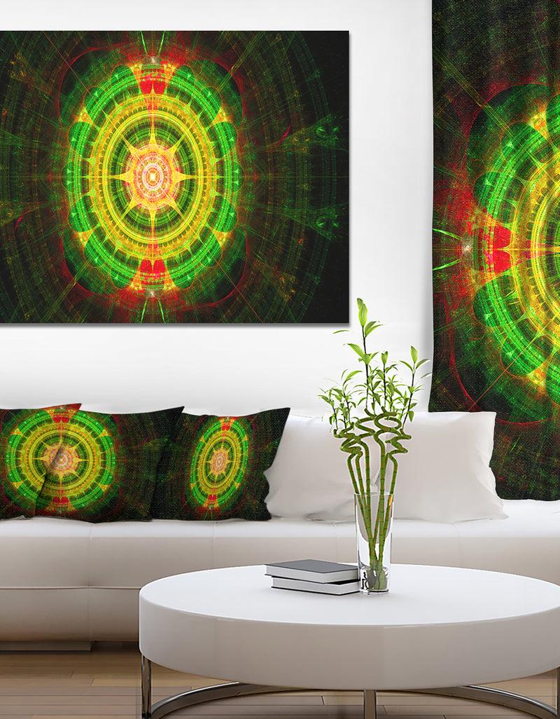 designq Bright Green Fractal Sphere - Abstract Wall Art Canvas