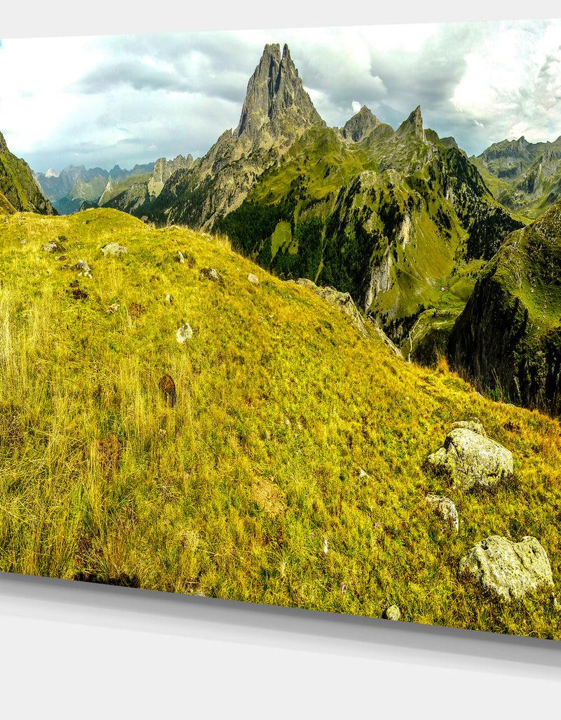 Designq Bright Green Mountain Panorama - Landscape Canvas Wall Artwork
