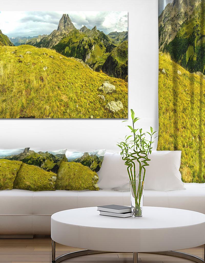 designq Bright Green Mountain Panorama - Landscape Canvas Wall Artwork