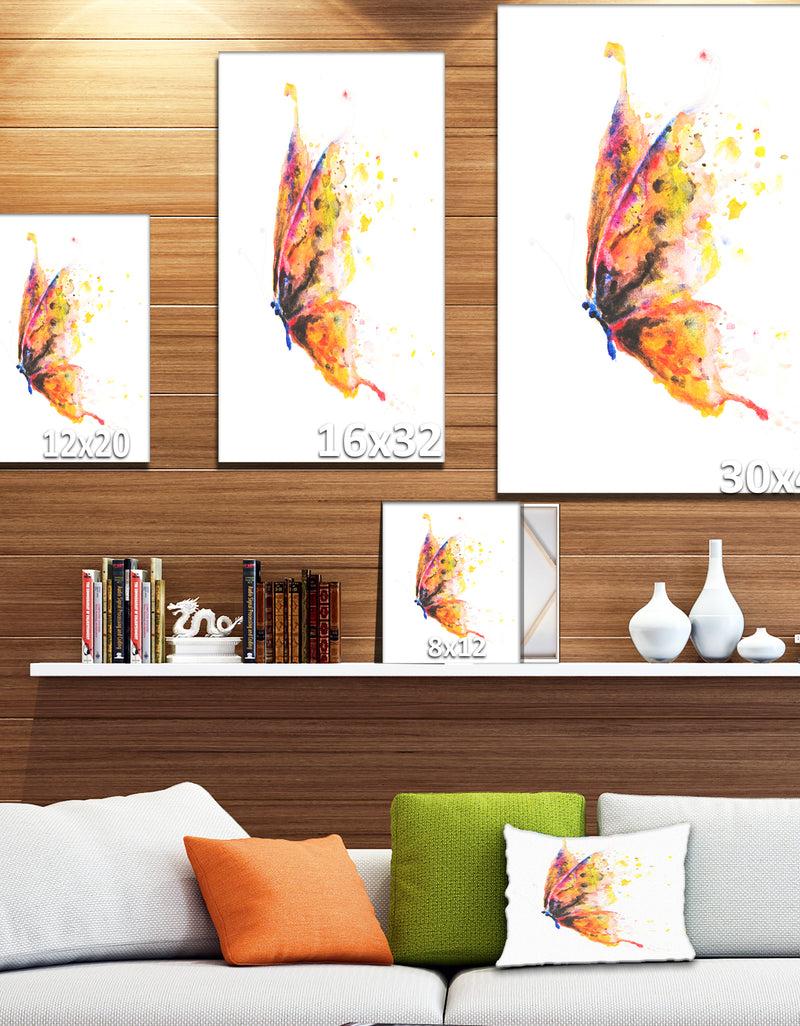 Designq Bright Orange Butterfly - Floral Painting Print On Wrapped Canvas