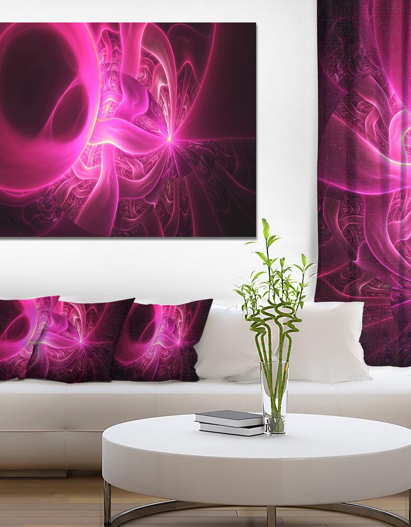 designq Bright Pink Designs on Black - Abstract Wall Art Canvas