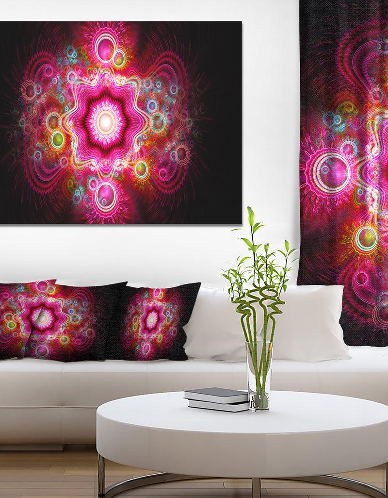 designq Bright Pink Fractal Flower - Abstract Wall Art Canvas