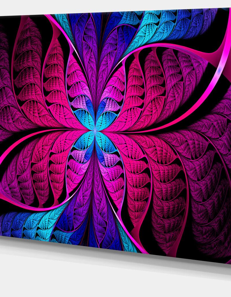 Designq Bright Pink Fractal Stained Glass - Large Wall Art On Canvas