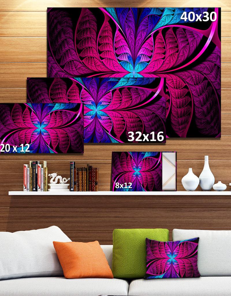 Designq Bright Pink Fractal Stained Glass - Large Wall Art On Canvas