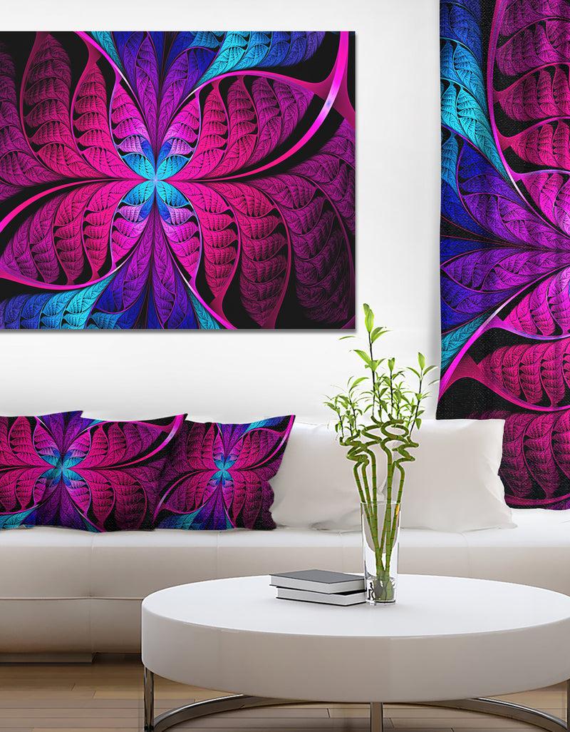 designq Bright Pink Fractal Stained Glass - Large Wall Art on Canvas