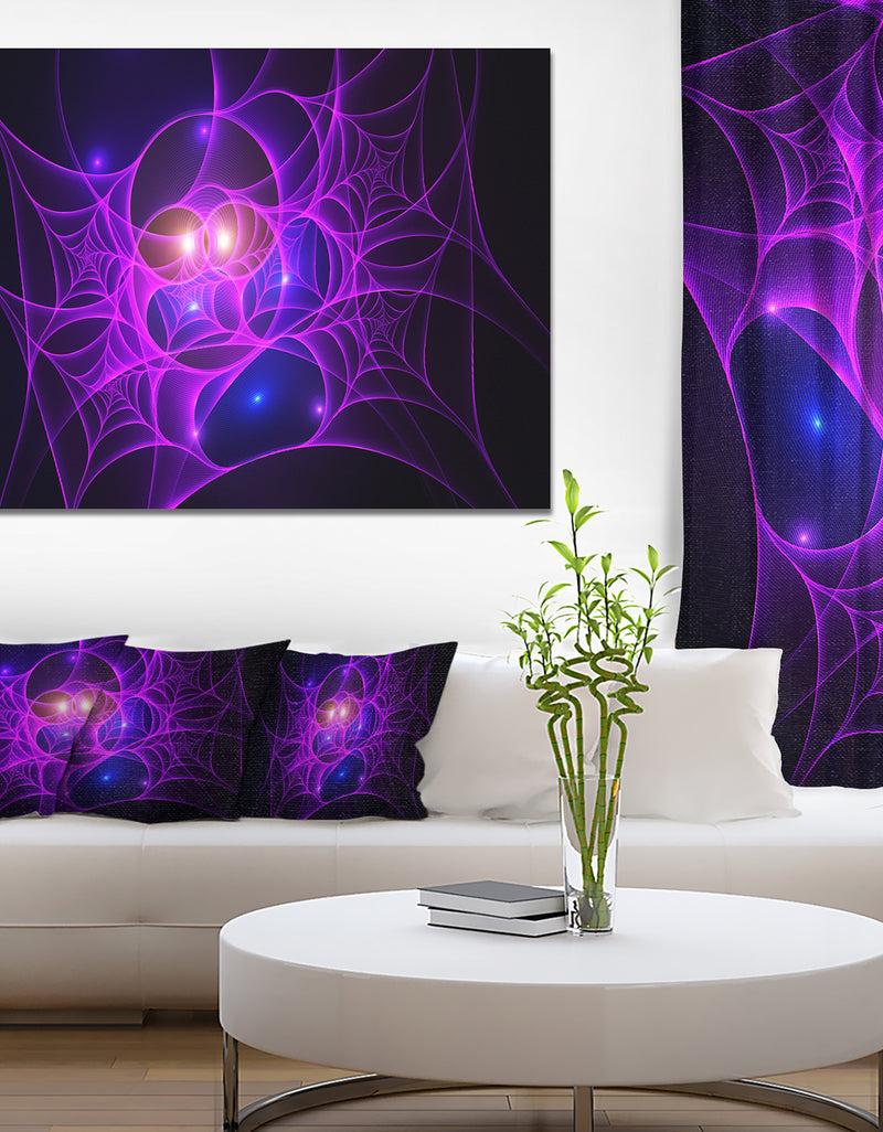 designq Bright Purple Fractal Cobweb - Extra Large Abstract Canvas Art Print