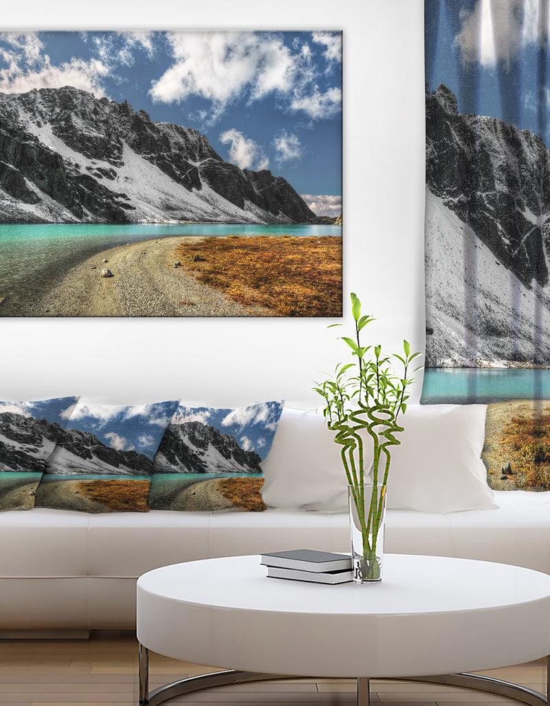 designq Bright Sky and Blue Mountain Lake - Landscape Artwork Canvas Print