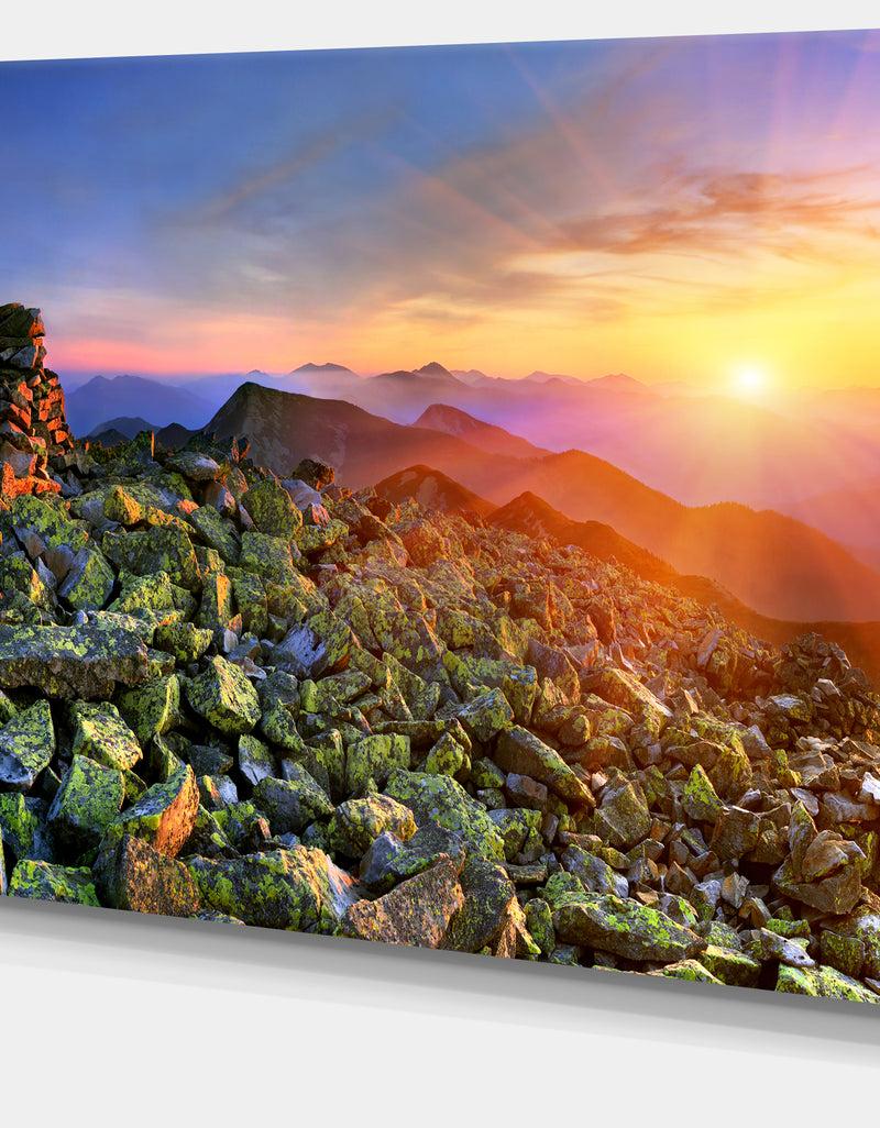 Designq Bright Sun In Carpathian Mountains - Landscape Photo Canvas Print