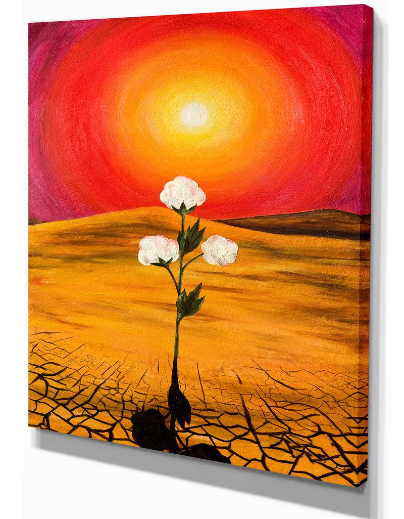 Designq Bright Sun In Flower - Floral Painting Print On Wrapped Canvas