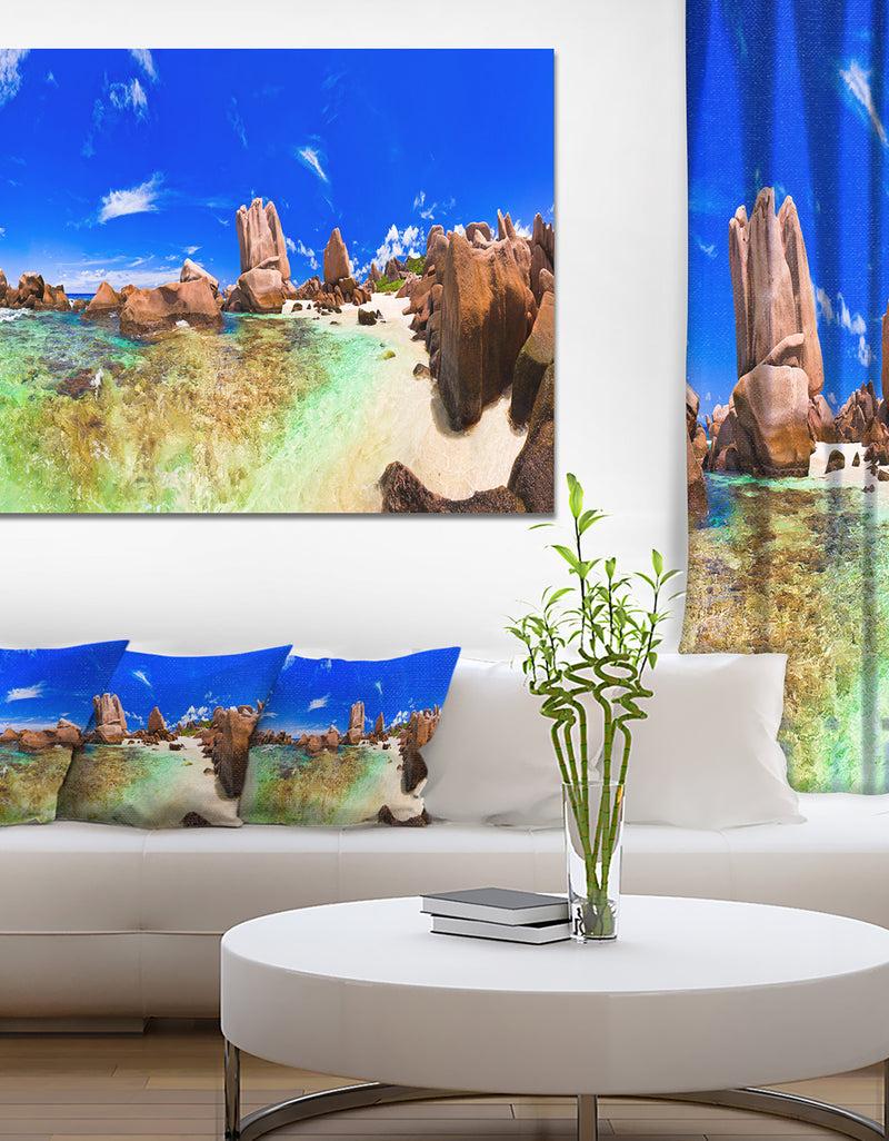 designq Bright Tropical Beach Panorama - Landscape Photo Canvas Print