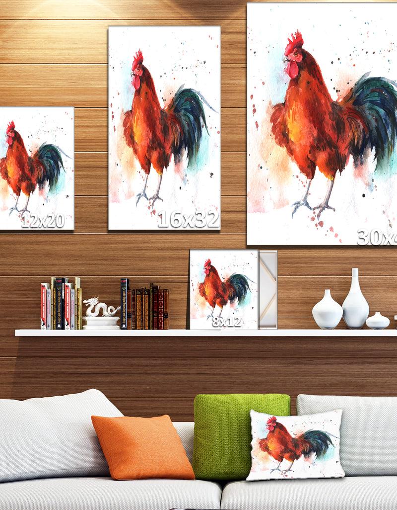 Designq BrightColored Rooster - Farmhouse Animal Painting Print On Wrapped Canvas
